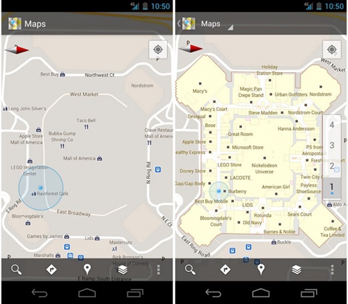 谷歌6.0地图室内和室外导航对比图